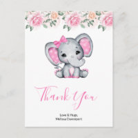 Eléphant de bébé rose et Merci frontalier Rose