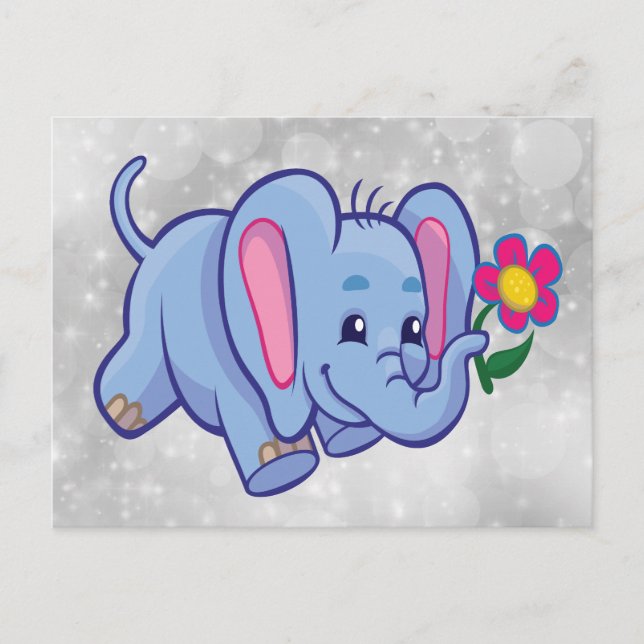 Carte Postale Éléphant de dessin animé mignon (Devant)