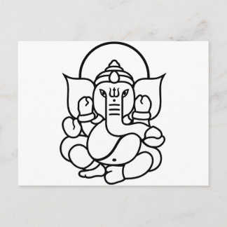 Carte Postale Eléphant de Ganesha n° 3 (noir blanc)
