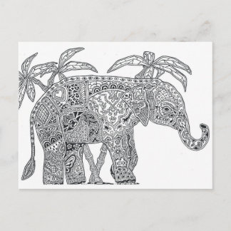 Carte Postale éléphant deux côtés de la couleur adulte cadeau ca