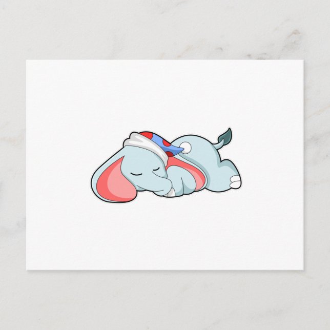 Carte Postale Éléphant dormant avec une tête endormie (Devant)