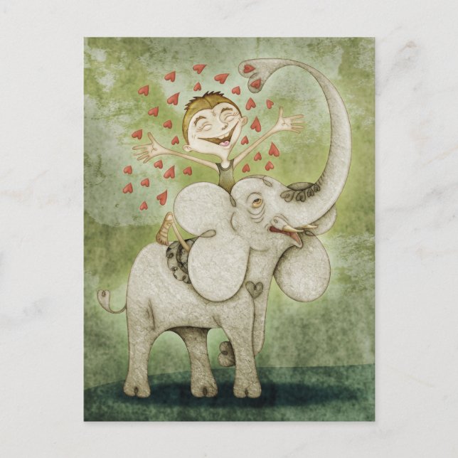 Carte Postale Eléphant. Drôle, fantastique, tendre et imaginatif (Devant)