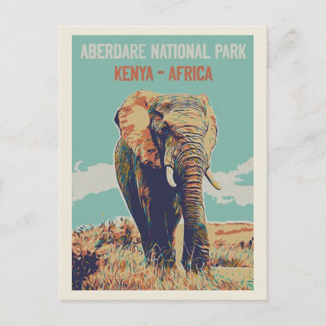 Carte Postale Elephant du Kenya, Parc national Aberdare (Devant)