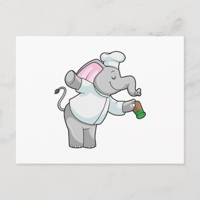 Carte Postale Éléphant en chef avec salière (Devant)
