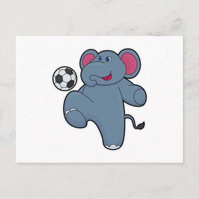 Carte Postale Éléphant en joueur de football avec ballon de foot (Devant)