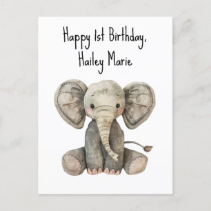 Carte Postale Éléphant en peluche personnalisé pour le premier a