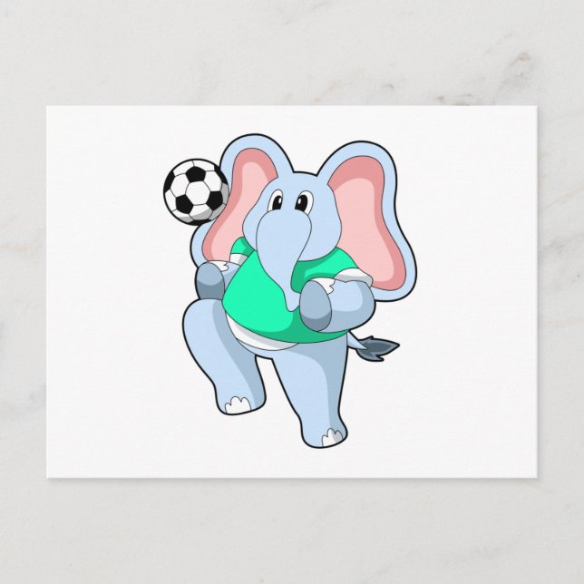 Carte Postale Éléphant en tant que joueur de football avec Footb (Devant)