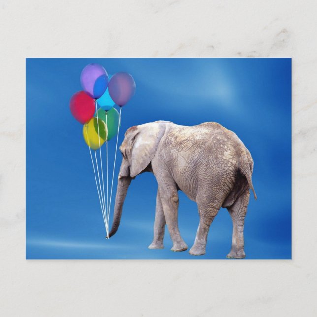 Carte Postale Eléphant et ballons (Devant)