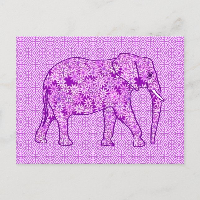Carte Postale Eléphant fleur - améthyste violet (Devant)