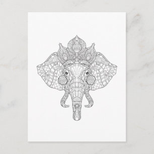 Carte Postale Elephant Head Zendoodle