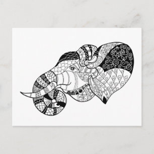 Carte Postale Eléphant Head Zenstyle Doodle