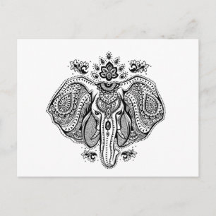 Carte Postale Eléphant indien Vintage inspiré