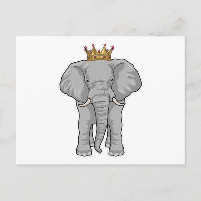 Carte Postale Elephant King Crown (Devant)