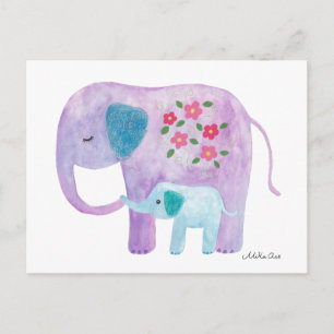 Carte postale Elephant Maman & bébé Carte postale 