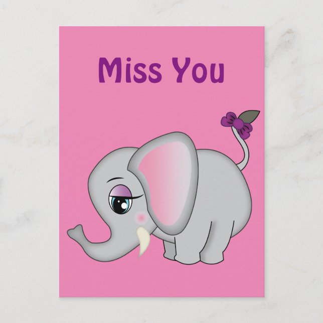 Carte Postale Eléphant mignon (Devant)