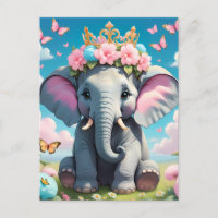 Eléphant mignon avec couronne de fleurs