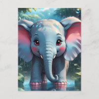 Eléphant mignon dans la pluie