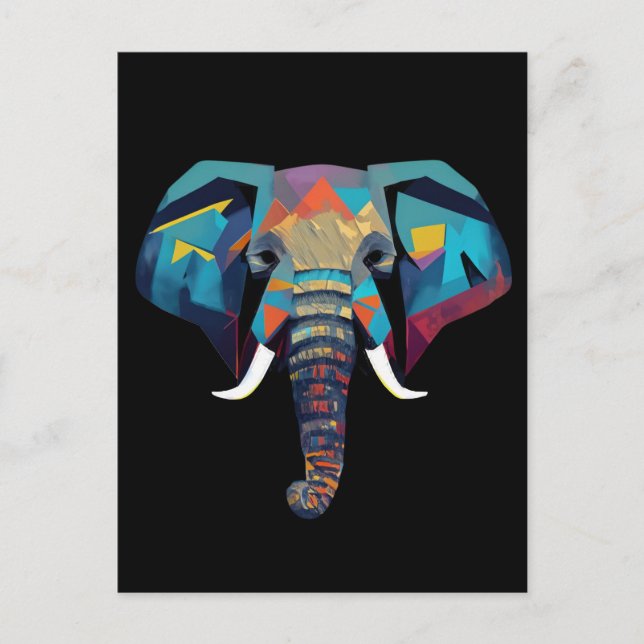 Carte Postale Eléphant mignon faible poly illustration (Devant)