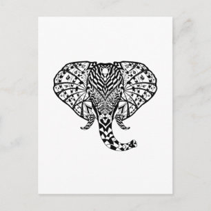 Carte Postale Eléphant Motif ethnique