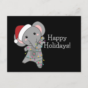 Carte Postale Eléphant Noël Neige Hiver Animaux Eléphants P