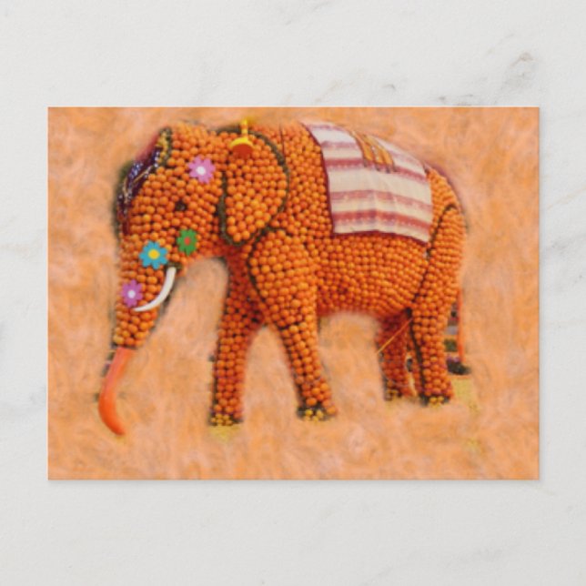 Carte Postale Eléphant orange (Devant)