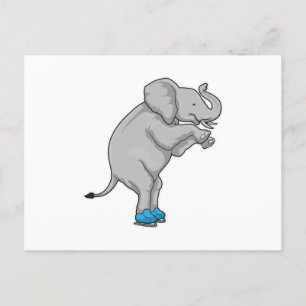 Carte Postale Elephant Patinage sur glace Patins sur glace
