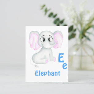 Carte Postale Éléphant personnalise ABC : Lettre E - Ajoutez vot