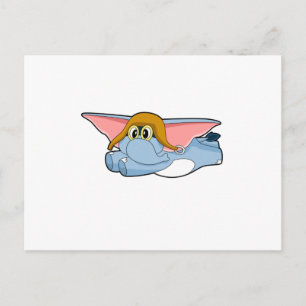 Carte Postale Éléphant Pilote Chapeau Pilote