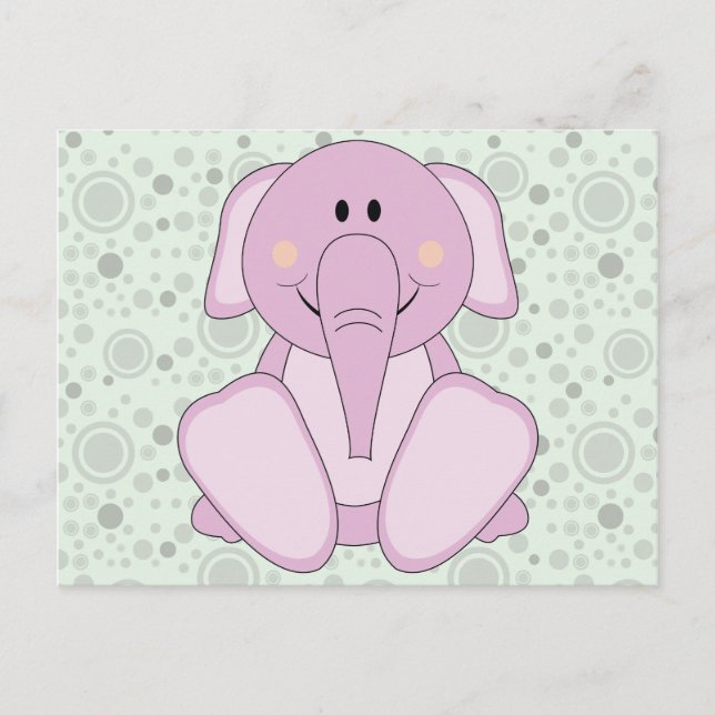 Carte Postale Eléphant rose Cutelyn Baby (Devant)