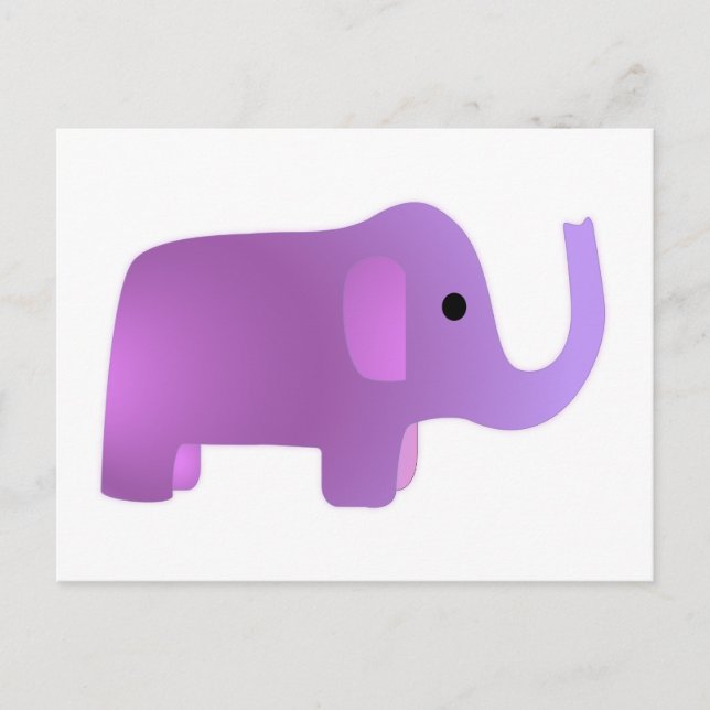 Carte Postale Éléphant Rose Mignon (Devant)