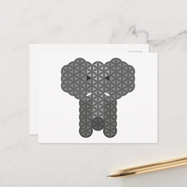 Carte Postale éléphant sacré - éléphant de la vie. (Devant/Arrière en situation)