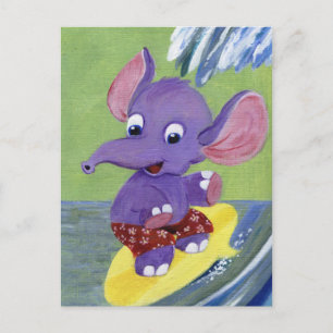 Carte Postale Eléphant surf