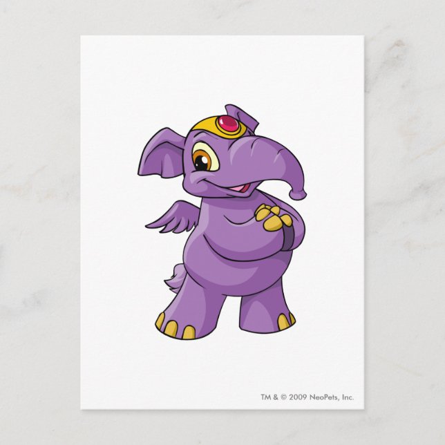 Carte Postale Eléphante violet (Devant)