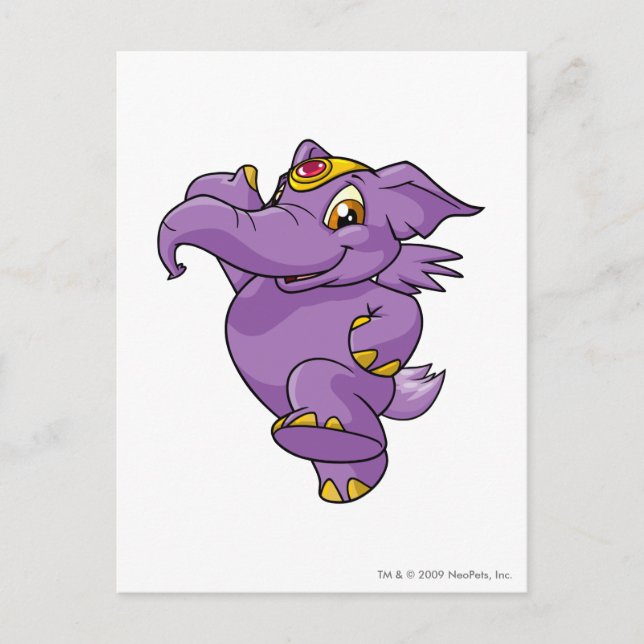 Carte Postale Eléphante violet (Devant)