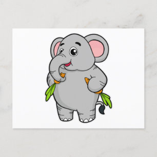 Carte Postale Éléphants avec Carottes