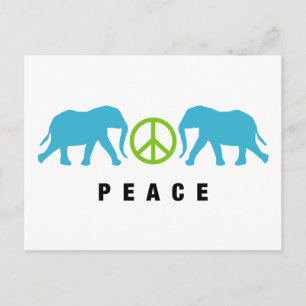 Carte Postale Eléphants avec paix