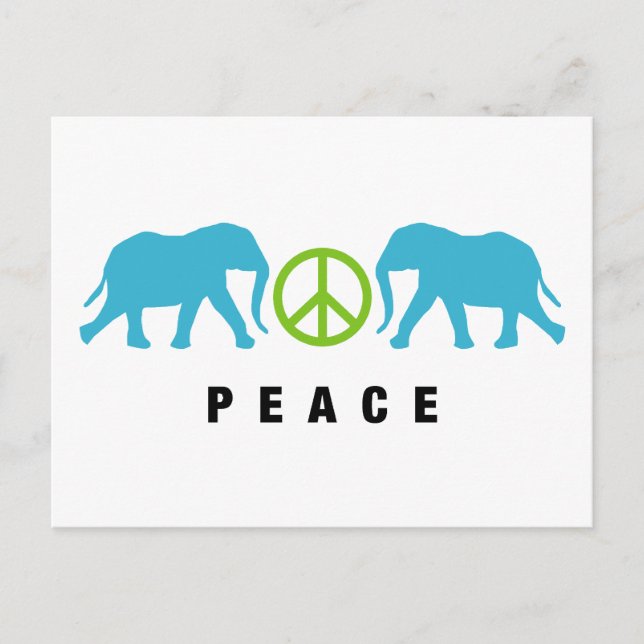 Carte Postale Eléphants avec paix (Devant)