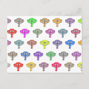 Carte Postale Eléphants colorés