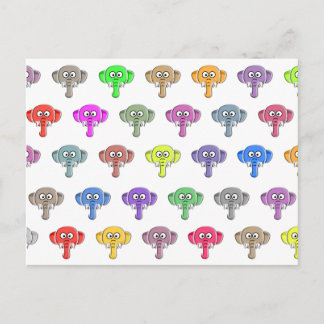 Carte Postale Eléphants colorés
