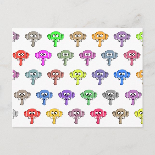 Carte Postale Eléphants colorés (Devant)