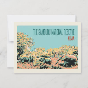 Carte Postale Eléphants dans la réserve nationale de Samburu, Ke