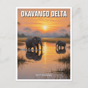 Carte Postale Eléphants dans le delta de l'Okavango Botswana
