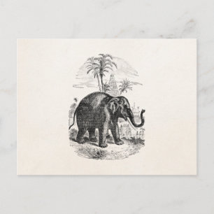 Carte Postale Eléphants d'Asie vintage personnalisés