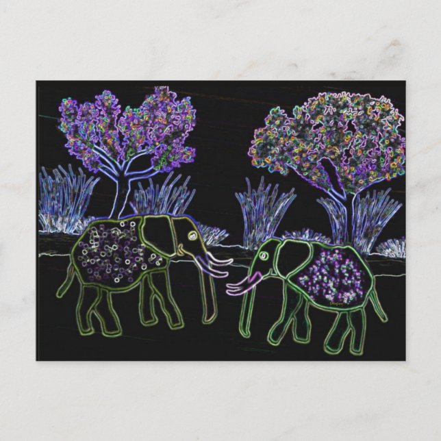 Carte Postale Eléphants électriques (Devant)