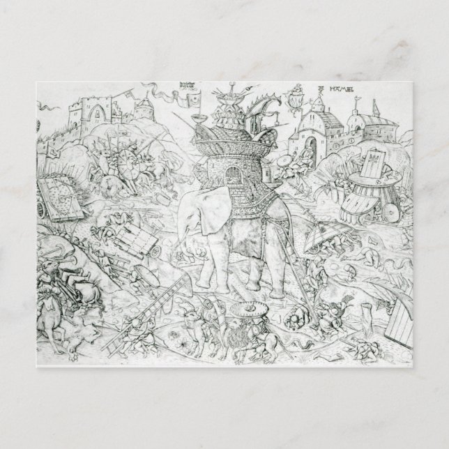Carte Postale Eléphants en guerre (Devant)