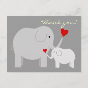 Carte Postale Eléphants en Merci gris