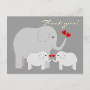 Carte Postale Eléphants en Merci gris