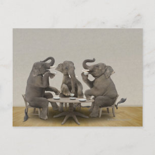 Carte Postale Elephants having tea party