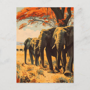 Carte Postale Eléphants vintages