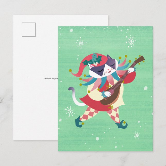 Carte postale Elf Chat de Noël (Devant / Derrière)
